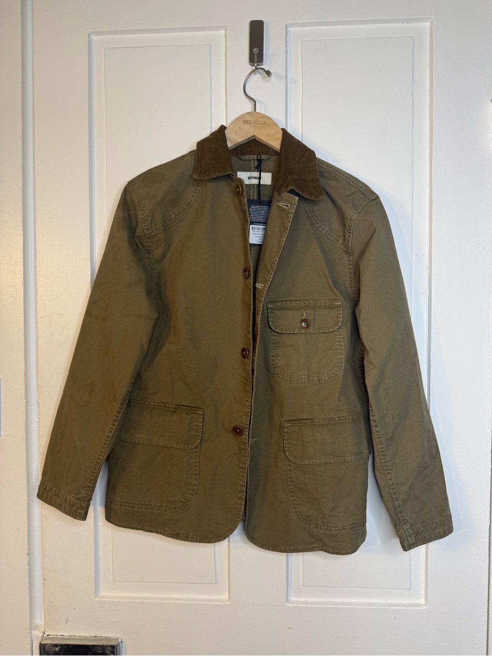 Buck Mason Olive Field Jacket with Brown Corduroy Collar